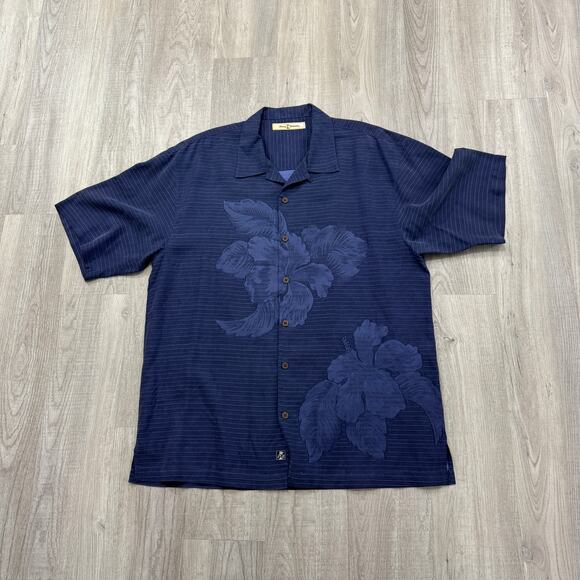 Tommy Bahama Hawaiian Shirt Men's Large Floral Silk Loop Camp All Over Print - Picture 1 of 8